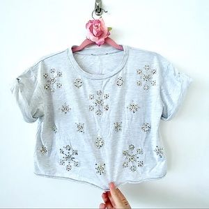 💕Iridescent Crystal Crop Top SZ M